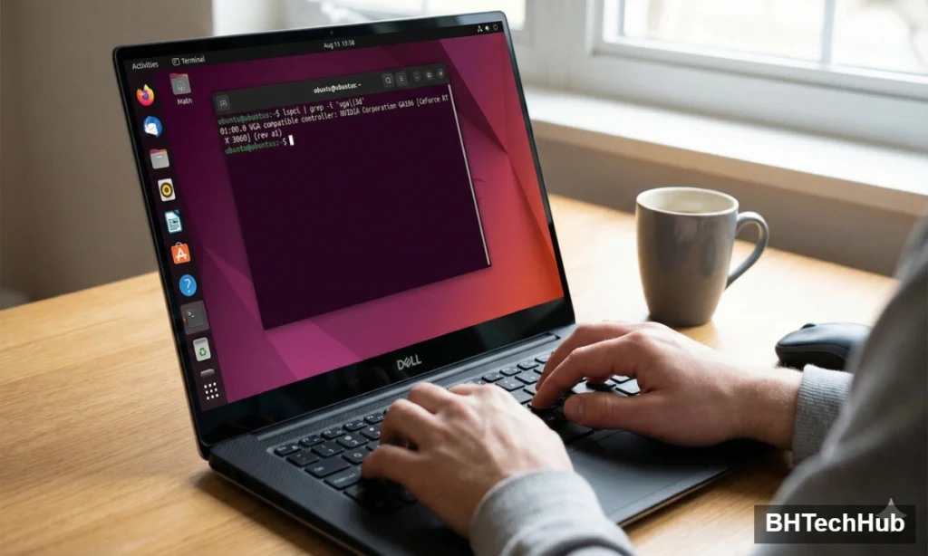 User running terminal commands to Check GPU on Linux on an Ubuntu laptop